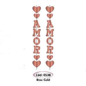 Kit Decoração Varal "Amor" Lam. Rose Gold cód.0538 - Ursinho