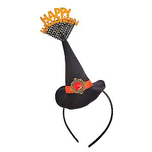 Tiara Chapéu Bruxa Ann Laranja Happy Halloween - SB Aces
