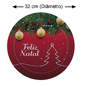 Prato Redondo Feliz Natal N.6 p/ Natal - Kaixote