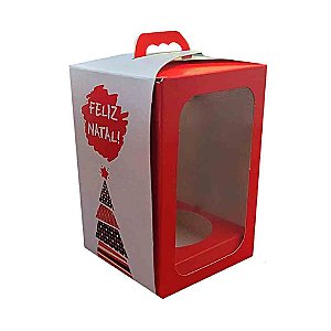 Caixa p/ Mini Panetone "Feliz Natal" Vermelha c/ Visor C1822 - Ideia (12)