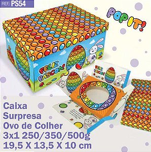 Caixa Surpresa Ovo de Colher Pop It 250/500g c/ 10un PS54/JR (3)