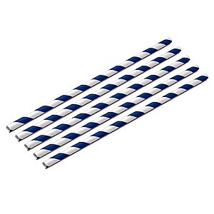 Canudos de Papel Azul Marinho com 20 Unidades 20cm - Silver