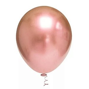 Balão Bexiga Platino Rose Gold Nº9 c/ 25 Un - Pic Pic