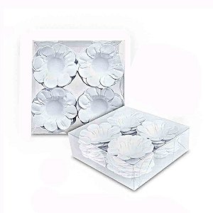 Forminha Mini Margarida Branca p/ Doces c/ 40 un -Plac