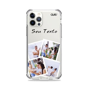 Capinha personalizada com 4 fotos polaroide e texto