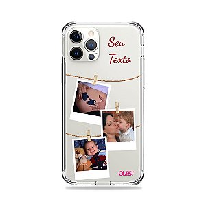 Capinha personalizada com 3 fotos em varal