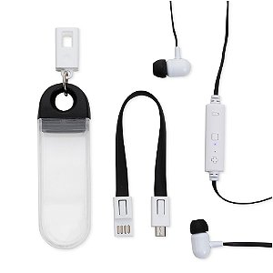 14588 - Fone de Ouvido Bluetooth com Estojo e Cabo