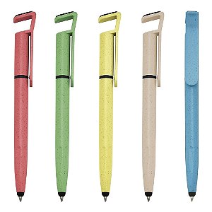 708T - Caneta Fibra de Bambu Touch com Suporte