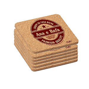93827 - Kit com 6 unidades Porta Copos de Cortiça Personalizado Chopp de Casa Nova