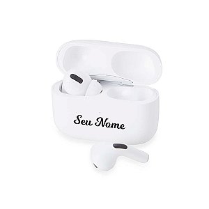 5021 - Fone de Ouvido Bluetooth com Case Carregador Personalizado com Nome