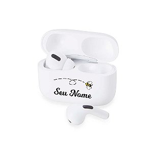 5021 - Fone de Ouvido Bluetooth com Case Carregador Personalizado com Nome Abelha