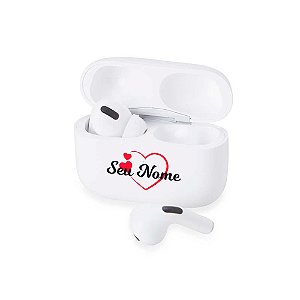 5021 - Fone de Ouvido Bluetooth com Case Carregador Personalizado com Nome Coração