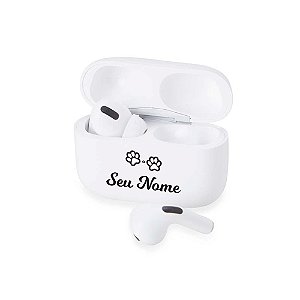 5021 - Fone de Ouvido Bluetooth com Case Carregador Personalizado com Nome  Pet