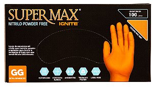 Luvas Supermax - Nitrilo Proteção Ignite Orange tamanho - GG