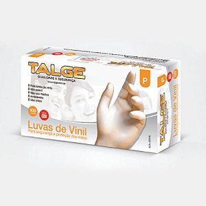 Luvas de Vinil Sem Pó 50 pares Tamanho P