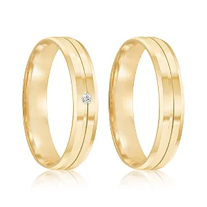 Par de alianças Amélia 5mm de casamento ouro 18k