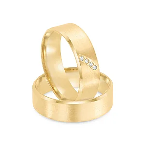 Par de alianças casamento Yue 5mm de ouro 18k  - Anel solitário Brinde