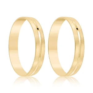 Par de alianças casamento Rigel 3mm de ouro 18k  - Anel solitário Brinde