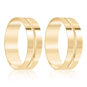 Par de alianças Gevena 6mm de casamento ouro 18k