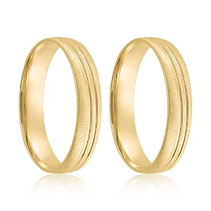 Par de alianças Athens 4mm de casamento ouro 18k