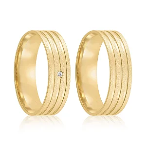 Par de alianças Vancouver 6mm de casamento ouro 18k