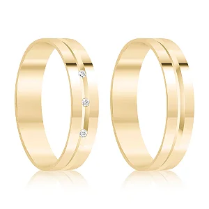 Par de alianças Bagdá 5mm de casamento ouro 18k