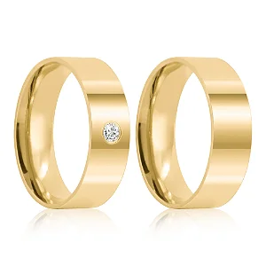 Par de alianças Daise 6mm de casamento ouro 18k