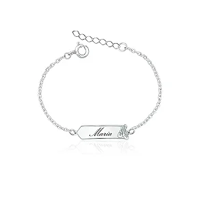 Pulseira infantil feminina  Placa em Prata 950