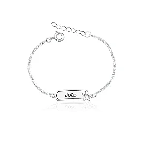 Pulseira infantil Unissex estrela Placa em Prata 925