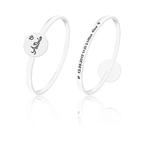 Anel feminino Personalizado com nome e dados de nascimento - Prata 925