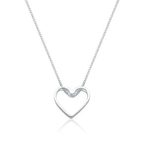 Colar feminino Coração Vazado  - PRATA 925