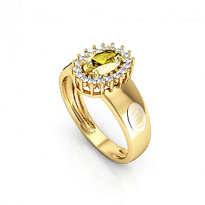 Anel Formatura Feminino pedra Oval - Ouro 18K