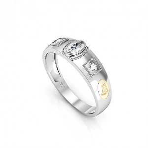 Anel Formatura Masculino com pedra Oval - PRATA 925