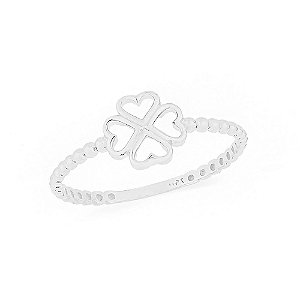 Anel feminino trevo da sorte prata lucky  - Prata 925