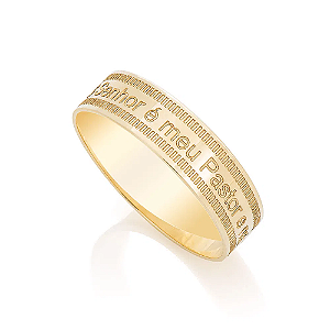 Anel de Ouro 18k O Senhor é Meu Pastor - UNISSEX