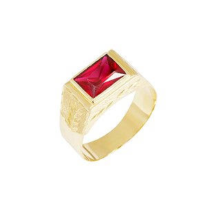 Anel Masculino Bordado Com Pedra de Ouro 18k