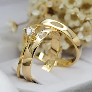 Par de alianças casamento Roma 3mm de moeda antiga - Anel solitário Brinde