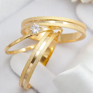Par de alianças casamento Vancouver 3mm de moeda antiga - Anel solitário Brinde