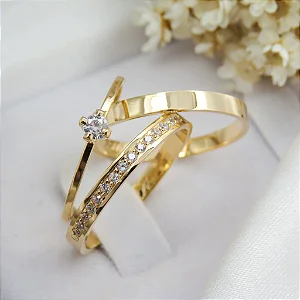 Par de alianças casamento Florence  3mm de moeda antiga - Anel solitário Brinde