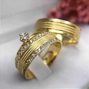 Par de alianças casamento Valletta 6mm de moeda antiga - Anel solitário Brinde