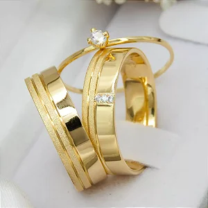 Par de alianças casamento Reykjavik 6mm de moeda antiga - Anel solitário Brinde