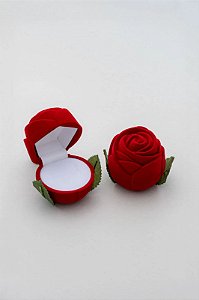 Caixinha de Veludo Flor Vermelha