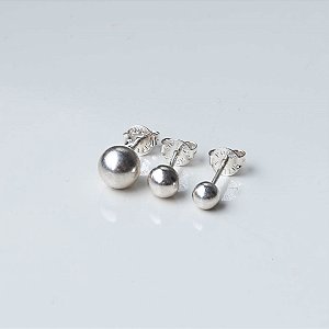 Brinco de Prata 925 Trio Bolinha Polido