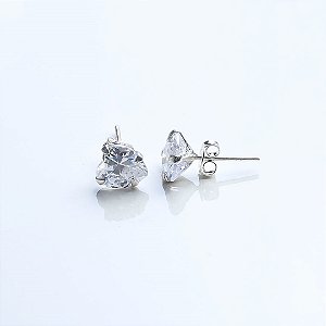 Brinco de Prata 925 Zircônia de Coração 8mm
