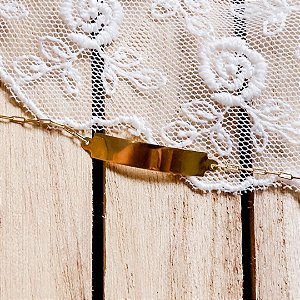 Pulseira de Ouro 18k Infantil Plaquinha Malha Cadeado