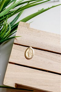 Pingente de Ouro 18K Nossa Senhora das Graças Oval