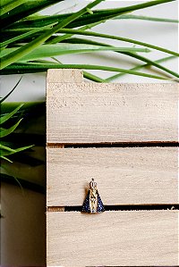 Pingente de Ouro 18K Nossa Senhora Aparecida Cravejada Zircônias