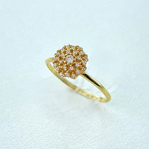 Anel de Ouro 18k Chuveiro com Zircônias
