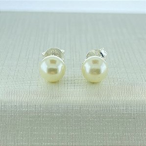 Brinco de Prata 925 com Pérola 6mm