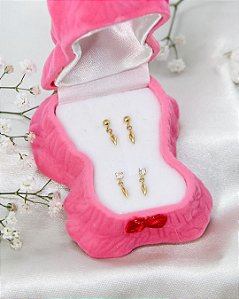 Brinco de Ouro 18K com Pedra 2,5mm